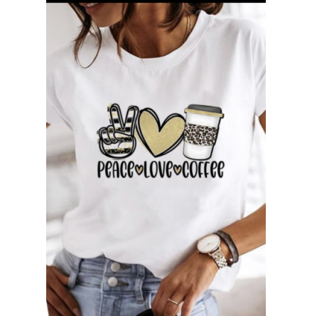 T-shirt PEACE, LOVE, COFFEE