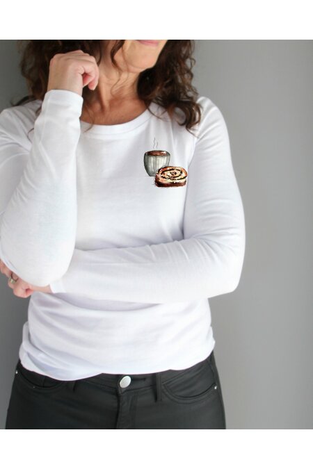 Lngrmad t-shirt KAFFE &amp; BULLE (fler frger)