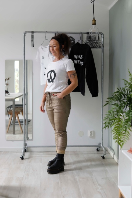 Mirakelbyxa skinnimitation metallic