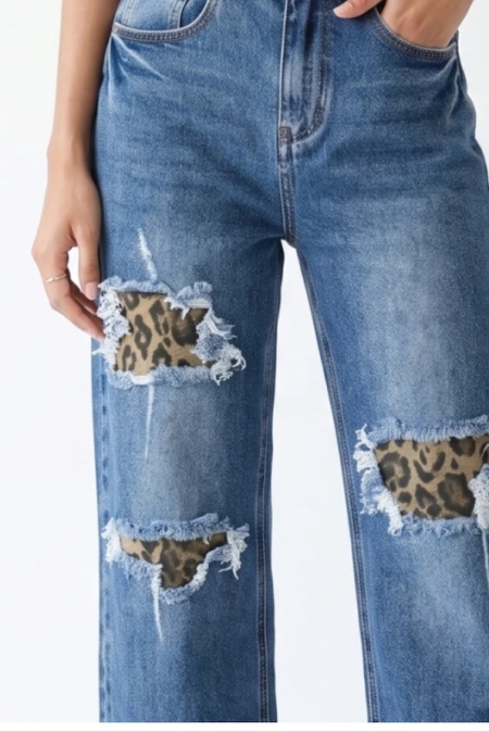 Jeans med leopard