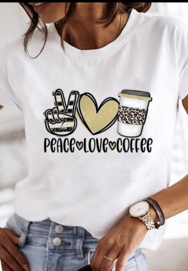 T-shirt PEACE, LOVE, COFFEE